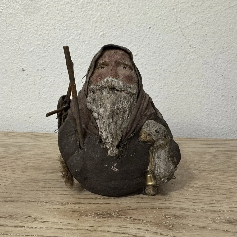 1995 Enesco Arlene Wobler Folk Art‎ Woblers Woods Santa Figure Primitive Rustic